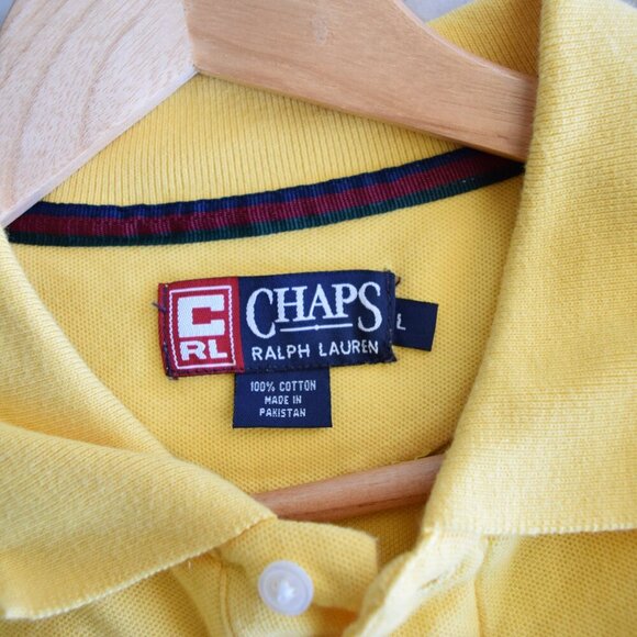CHAPS RALPH LAUREN Casual Polo Shirt In Yellow Size Large - Picture 3 of 4